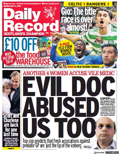 Daily Record (UK) Newspaper Front Page for 2 May 2022