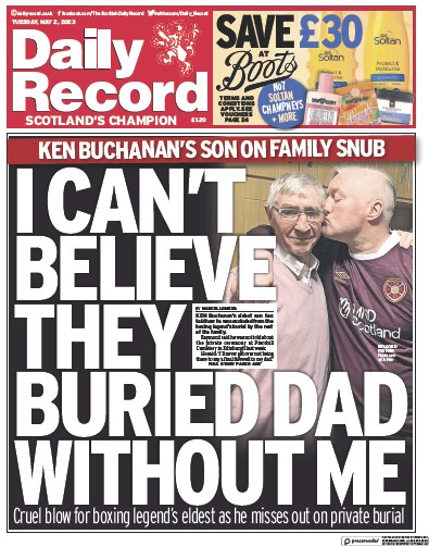 Daily Record (UK) Newspaper Front Page for 2 May 2023