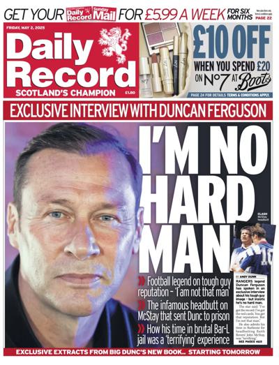 Daily Record (UK) Newspaper Front Page for 2 May 2025