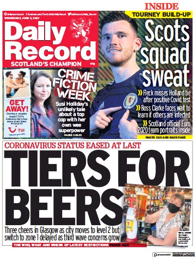Daily Record (UK) Newspaper Front Page for 2 June 2021
