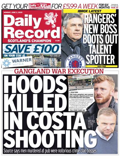 Daily Record (UK) Newspaper Front Page for 2 June 2025