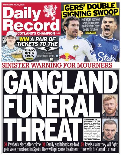 Daily Record (UK) Newspaper Front Page for 2 July 2025
