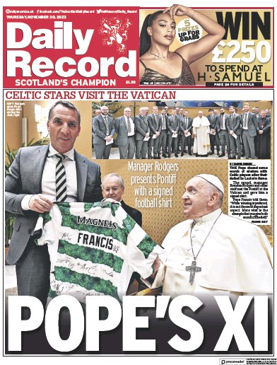 Daily Record (UK) Newspaper Front Page for 30 November 2023