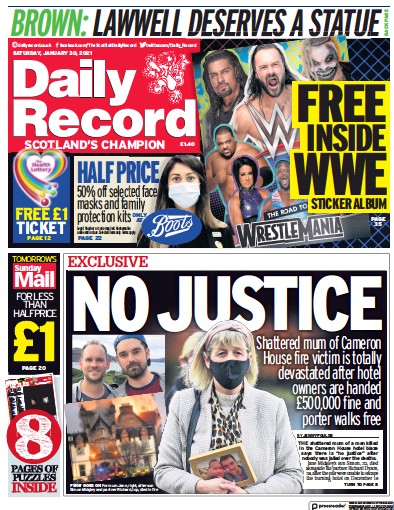Daily Record (UK) Newspaper Front Page for 30 January 2021