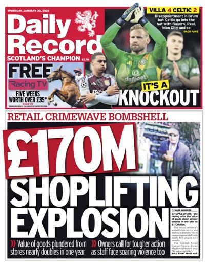 Daily Record (UK) Newspaper Front Page for 30 January 2025