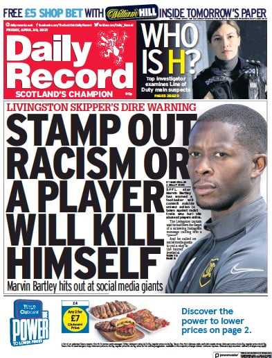 Daily Record (UK) Newspaper Front Page for 30 April 2021