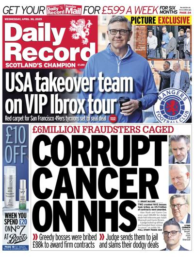 Daily Record (UK) Newspaper Front Page for 30 April 2025