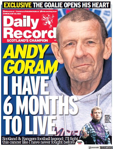 Daily Record (UK) Newspaper Front Page for 30 May 2022