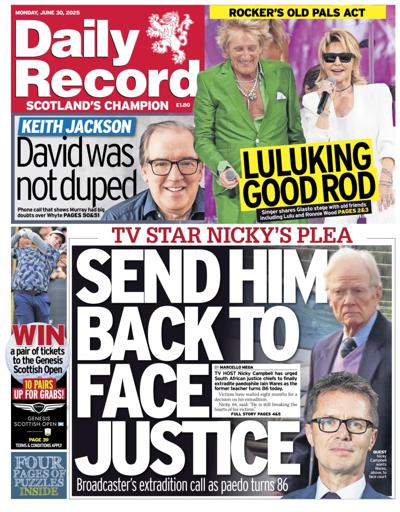 Daily Record (UK) Newspaper Front Page for 30 June 2025