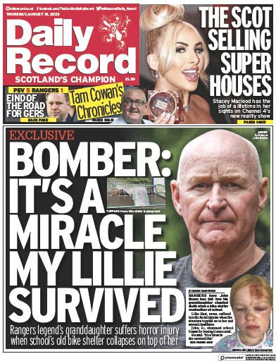 Daily Record (UK) Newspaper Front Page for 31 August 2023