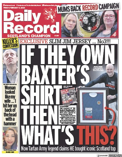 Daily Record (UK) Newspaper Front Page for 3 February 2023