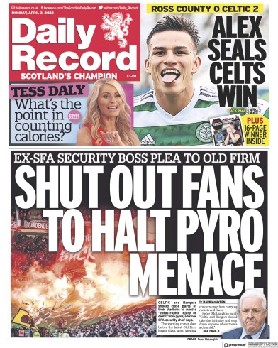 Daily Record (UK) Newspaper Front Page for 3 April 2023