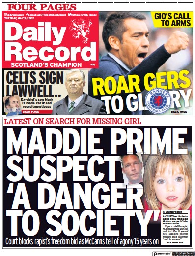 Daily Record (UK) Newspaper Front Page for 3 May 2022