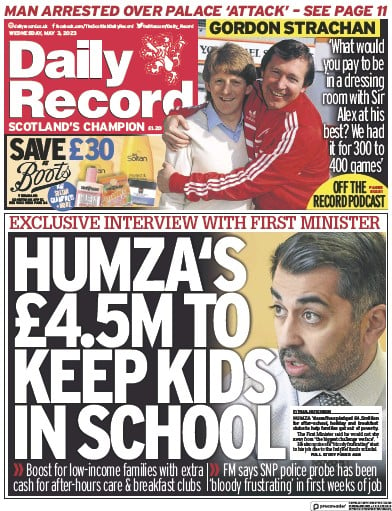 Daily Record (UK) Newspaper Front Page for 3 May 2023