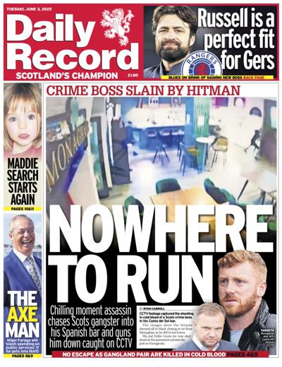 Daily Record (UK) Newspaper Front Page for 3 June 2025