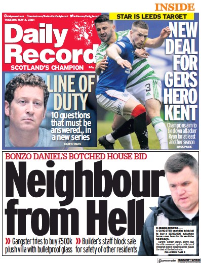 Daily Record (UK) Newspaper Front Page for 4 May 2021
