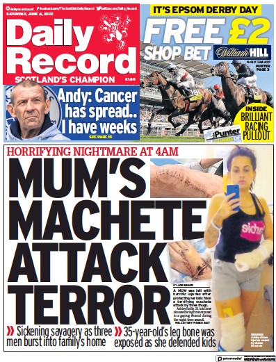 Daily Record (UK) Newspaper Front Page for 4 June 2022