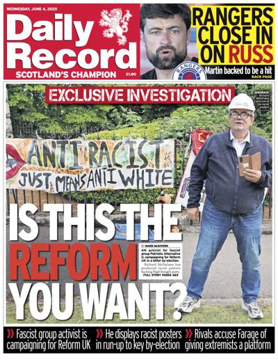 Daily Record (UK) Newspaper Front Page for 4 June 2025