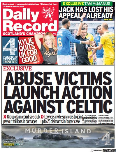 Daily Record (UK) Newspaper Front Page for 5 October 2021