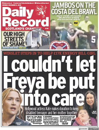 Daily Record (UK) Newspaper Front Page for 5 December 2022