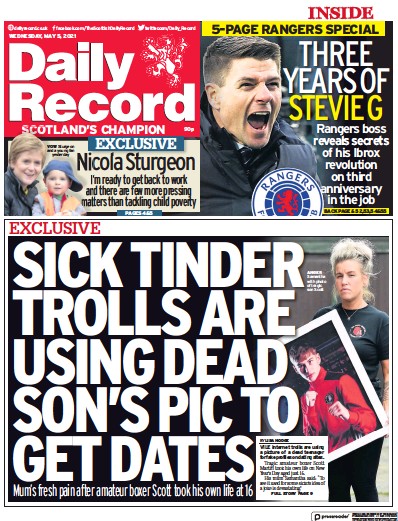 Daily Record Newspaper Front Page for 5 May 2021