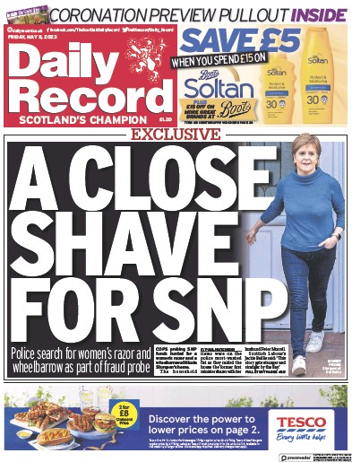 Daily Record (UK) Newspaper Front Page for 5 May 2023
