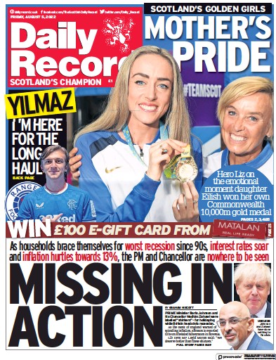 Daily Record (UK) Newspaper Front Page for 5 August 2022