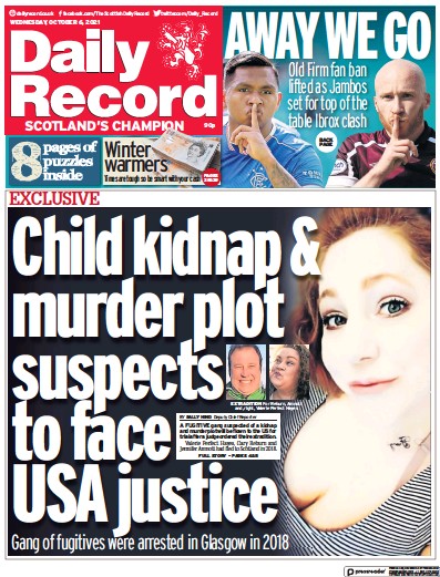Daily Record (UK) Newspaper Front Page for 6 October 2021