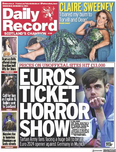 Daily Record (UK) Newspaper Front Page for 6 December 2023