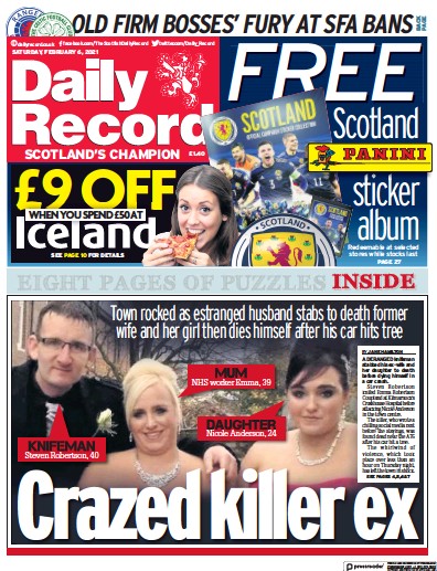 Daily Record (UK) Newspaper Front Page for 6 February 2021