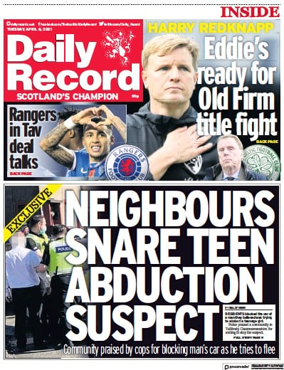 Daily Record (UK) Newspaper Front Page for 6 April 2021