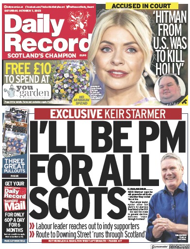 Daily Record (UK) Newspaper Front Page for 7 October 2023