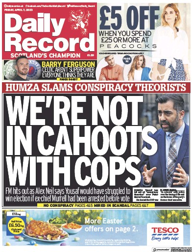 Daily Record (UK) Newspaper Front Page for 7 April 2023