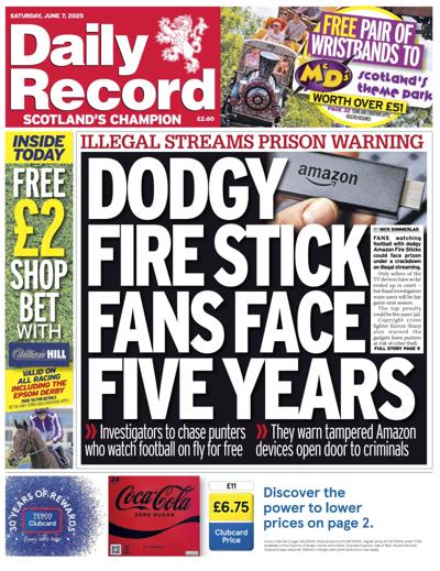 Daily Record (UK) Newspaper Front Page for 7 June 2025