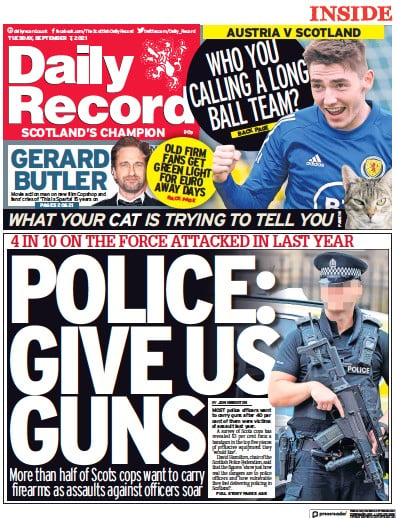 Daily Record (UK) Newspaper Front Page for 7 September 2021