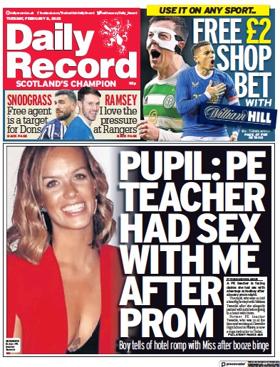 Daily Record (UK) Newspaper Front Page for 8 February 2022