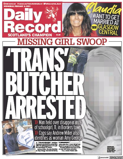 Daily Record (UK) Newspaper Front Page for 8 February 2023