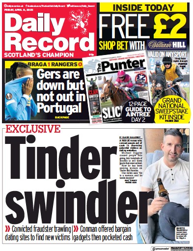 Daily Record (UK) Newspaper Front Page for 8 April 2022