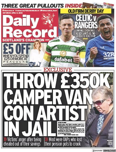 Daily Record (UK) Newspaper Front Page for 8 April 2023
