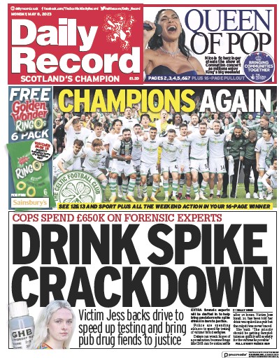 Daily Record (UK) Newspaper Front Page for 8 May 2023