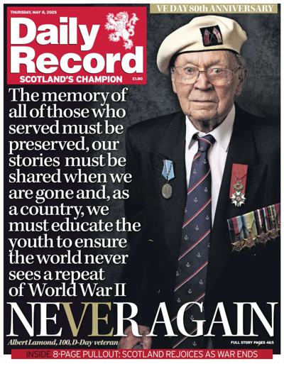 Daily Record (UK) Newspaper Front Page for 8 May 2025