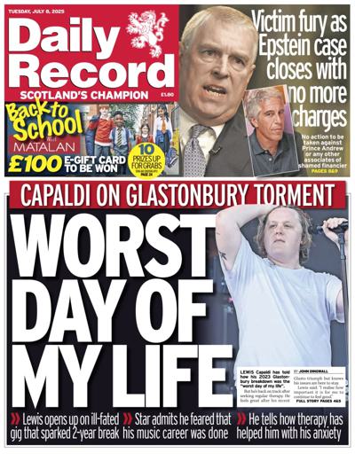 Daily Record (UK) Newspaper Front Page for 8 July 2025