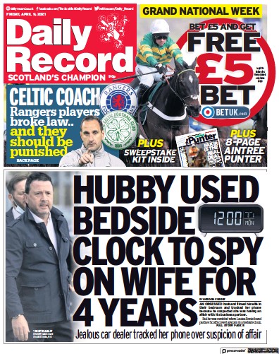 Daily Record (UK) Newspaper Front Page for 9 April 2021