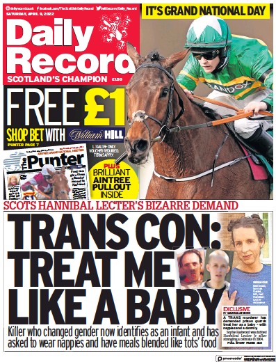 Daily Record Newspaper Front Page for 9 April 2022