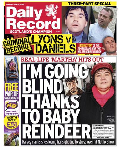 Daily Record (UK) Newspaper Front Page for 9 June 2025