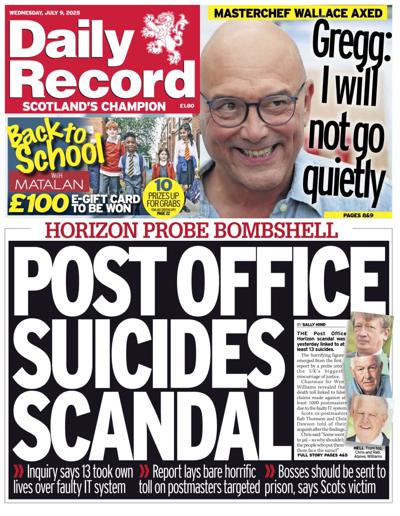 Daily Record (UK) Newspaper Front Page for 9 July 2025