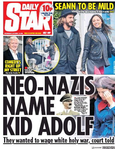 Daily Star (UK) Newspaper Front Page for 10 October 2018