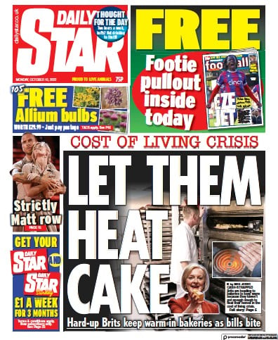Daily Star Newspaper Front Page for 10 October 2022