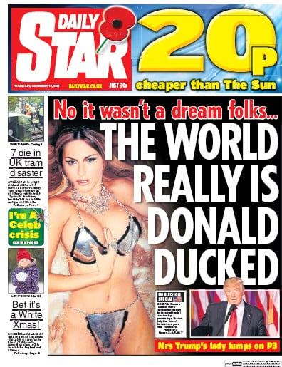 Daily Star Newspaper Front Page for 10 November 2016