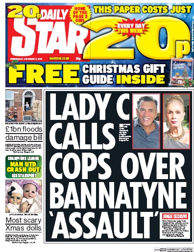 Daily Star (UK) Newspaper Front Page for 10 December 2015